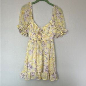 Floral Yellow and Purple Women's Dress